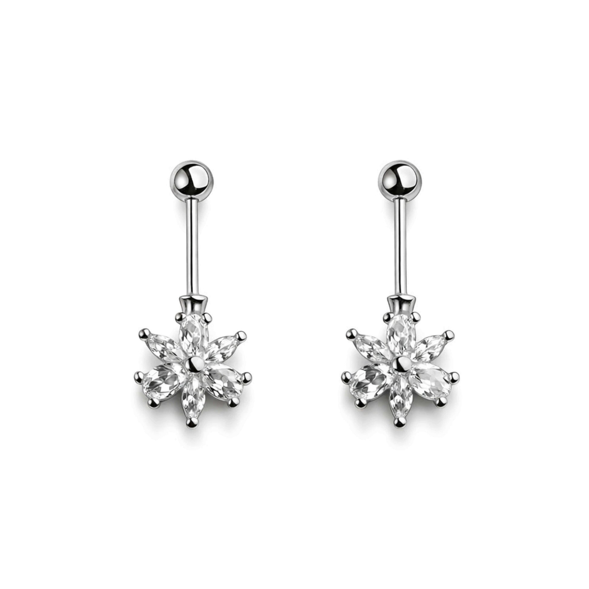Marquise Petal Helix Piercing in 925 sterling silver with CZ stones