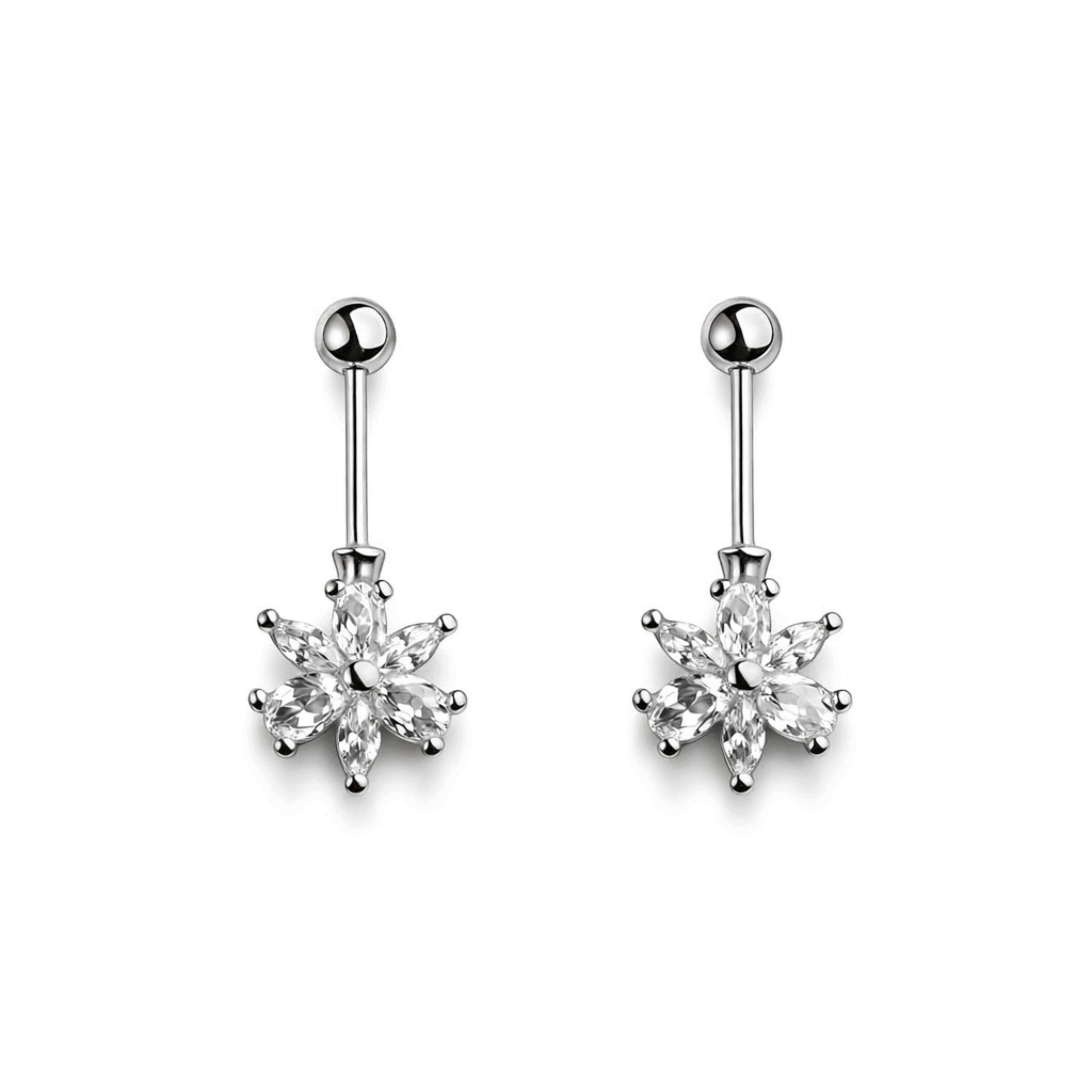Marquise Petal Helix Piercing in 925 sterling silver with CZ stones
