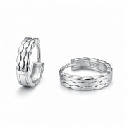 RUAAB Wave Link patterned 925 sterling silver huggie hoop earrings (bali), unisex