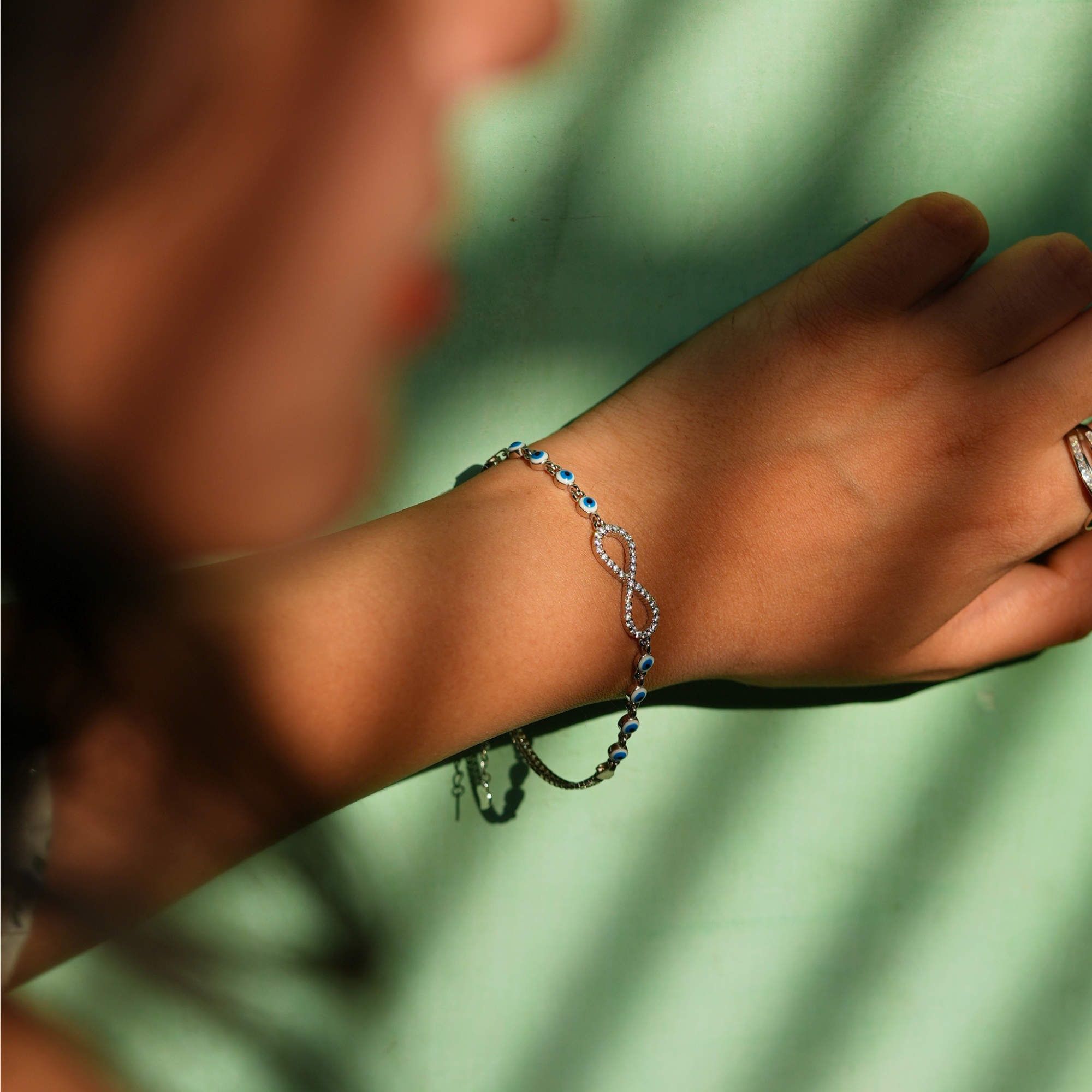 Infinity Evil Eye Bracelet for Her | 925 Silver | Zircon & Evil Eye Beads | Ruaab