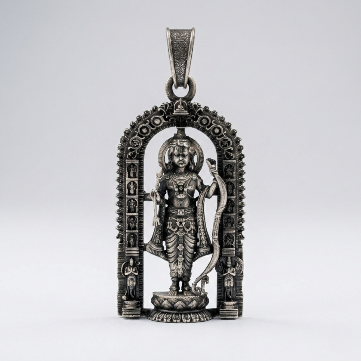 Ayodhya Ram Lalla Antique Silver Pendant – 925 Sterling Silver
