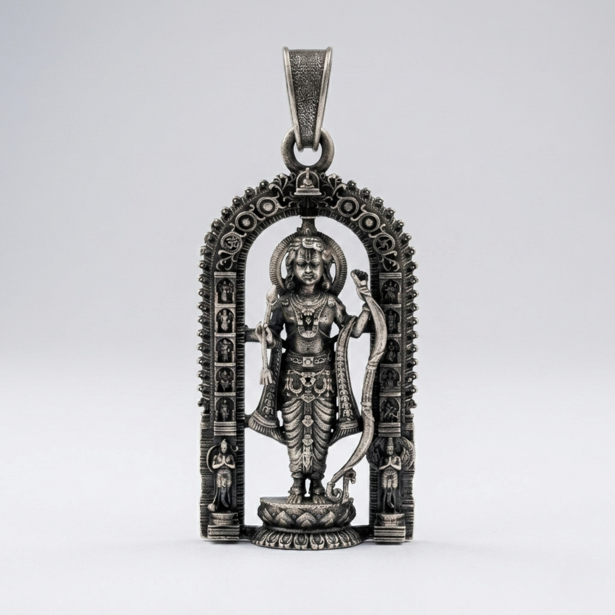 Ayodhya Ram Lalla Antique Silver Pendant | 925 Sterling Silver | Spiritual Pendant for Men