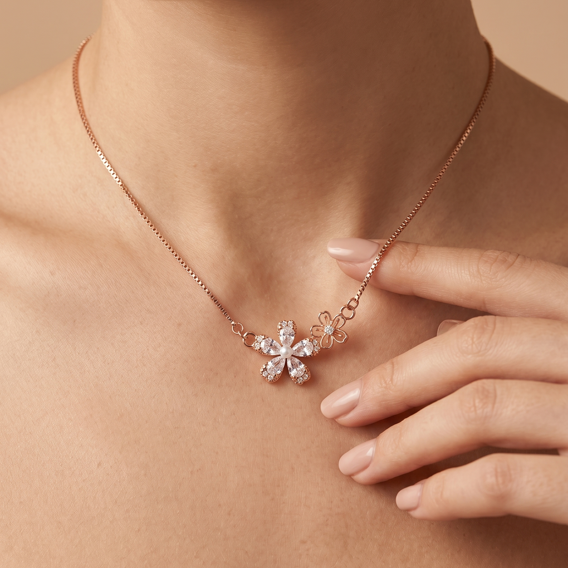 Blossom Charm Necklace – 925 Silver