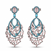 Blush Turquoise vine drop earrings in 925 silver