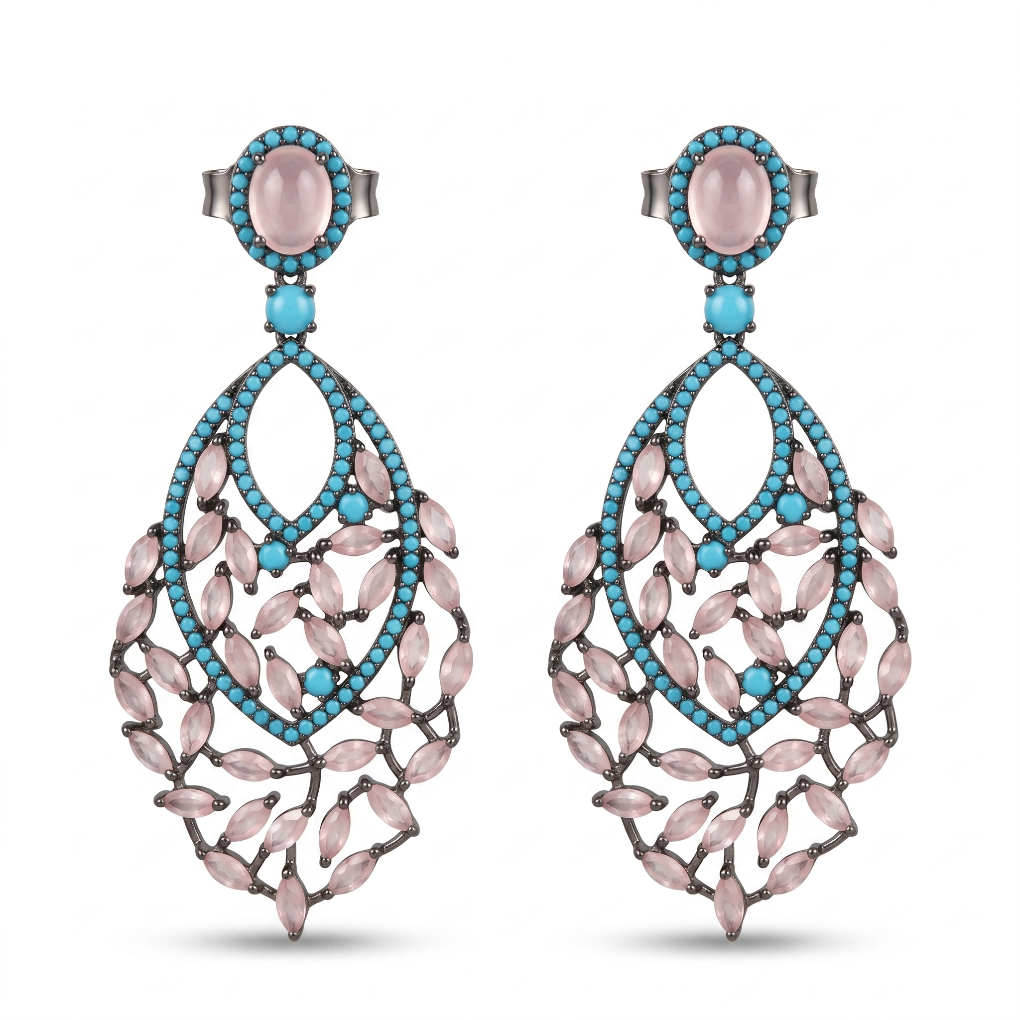 Blush Turquoise Vine Drop Earrings