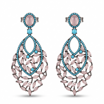 Blush Turquoise Vine Drop Earrings