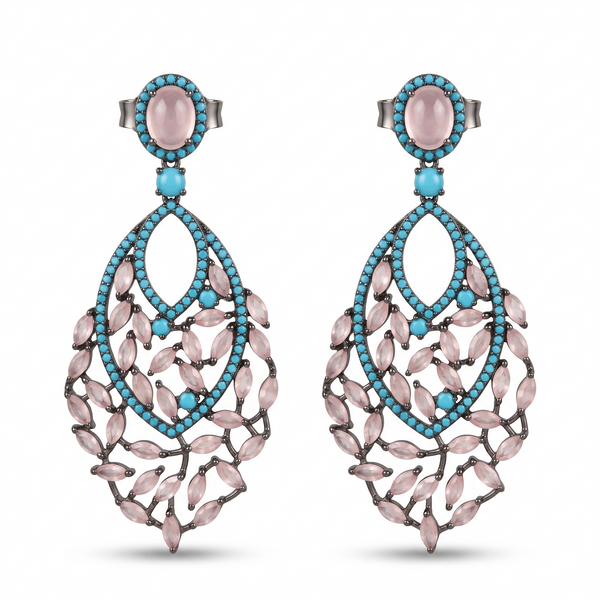 Blush Turquoise Vine Drop Earrings