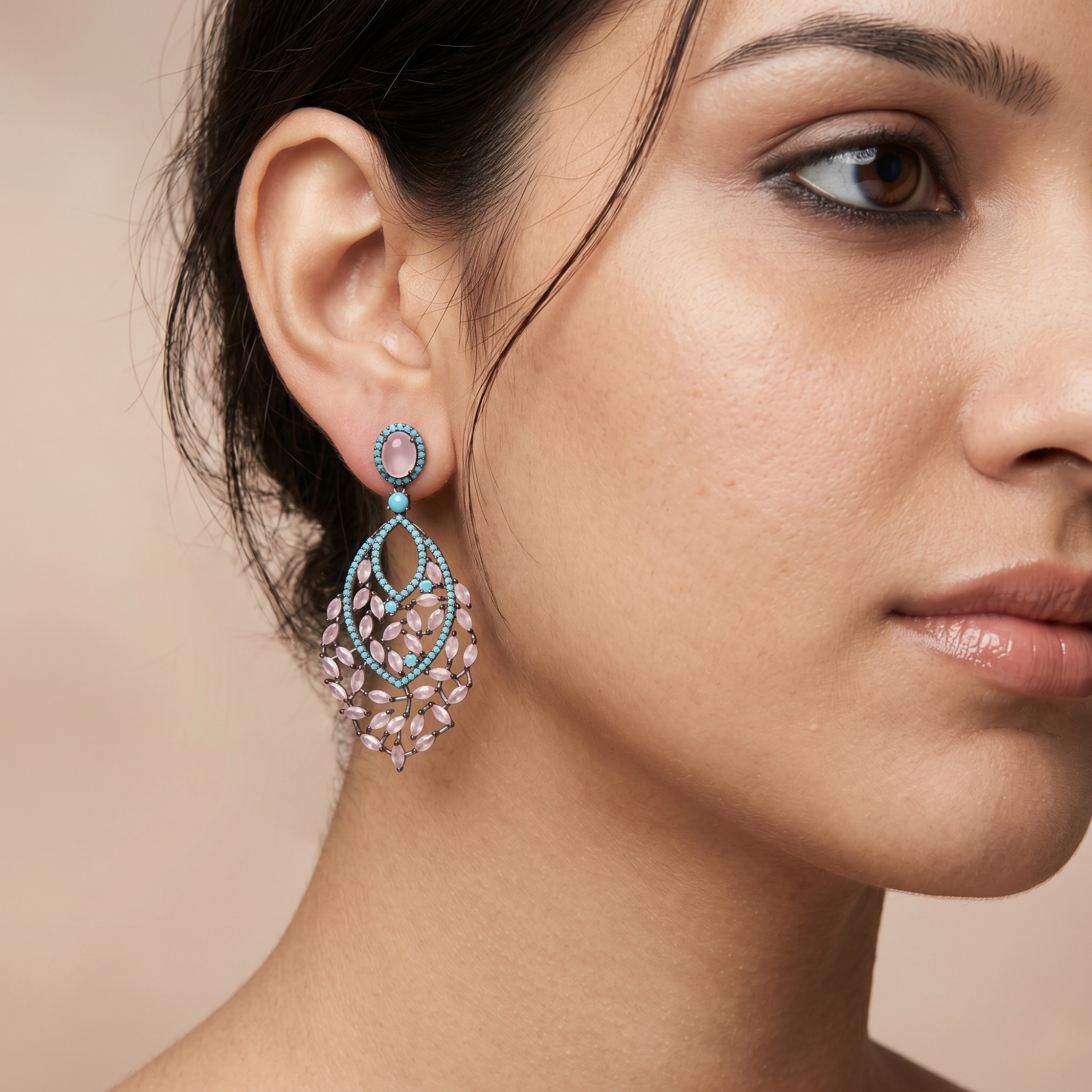 Blush Turquoise Vine Drop Earrings