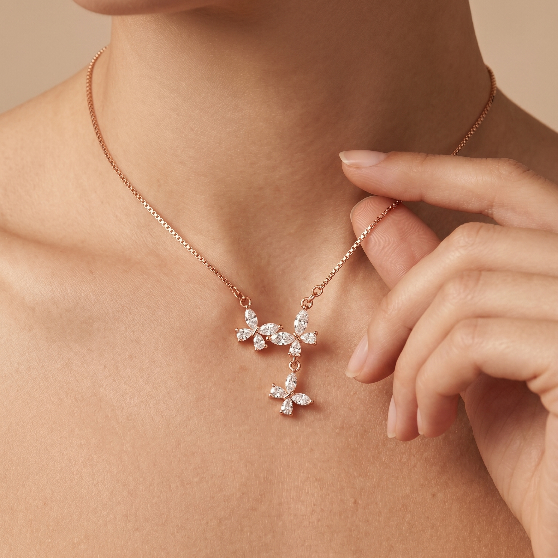 Butterfly Drop Necklace – 925 Silver