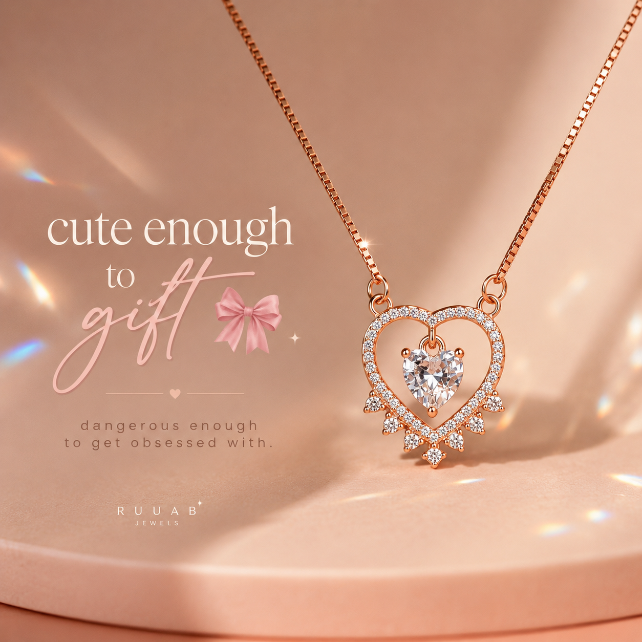 Eternal Heart drop necklace in 925 silver