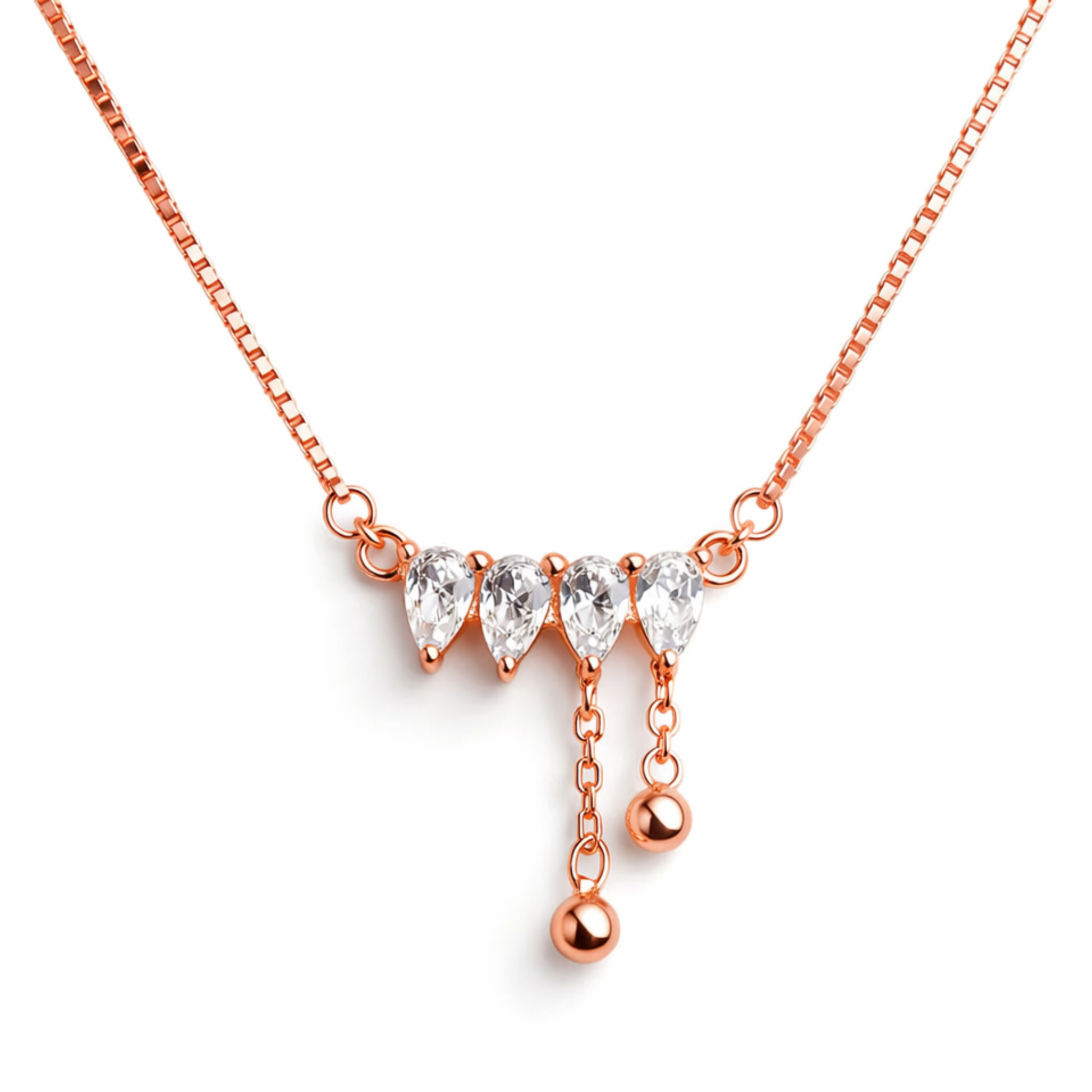 Crystal Drop necklace in 925 sterling silver, rose gold