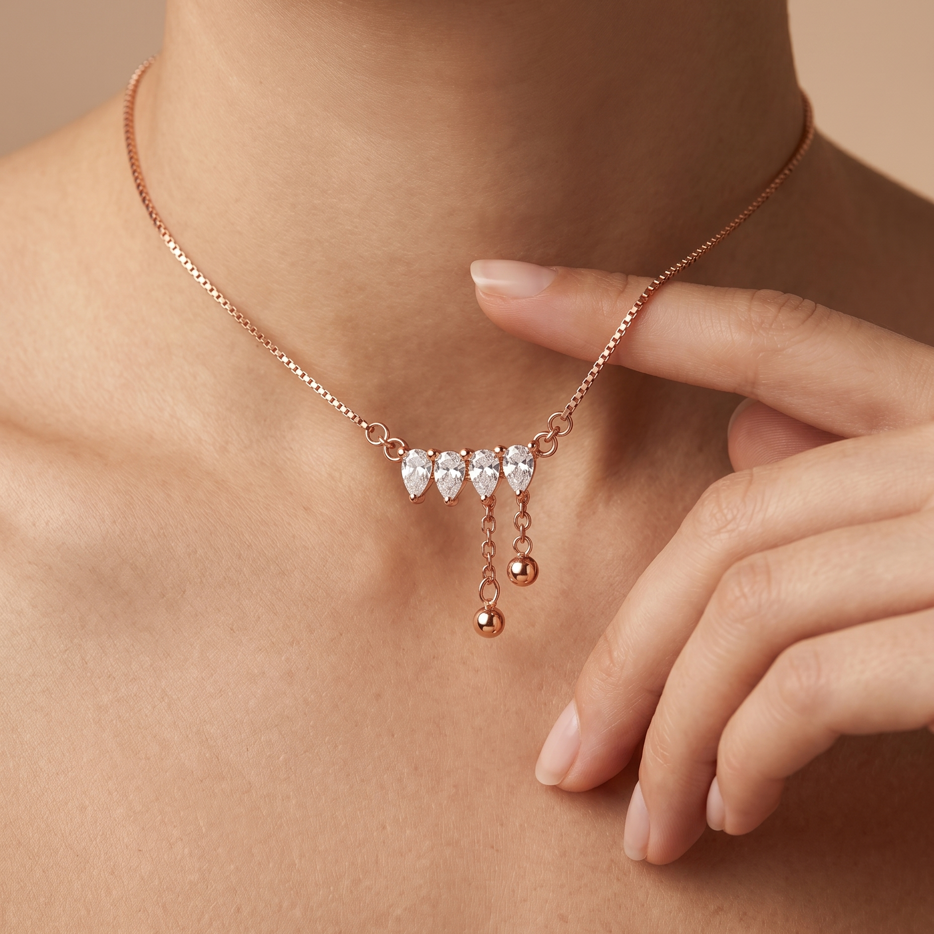 Crystal Drop Necklace – 925 Silver