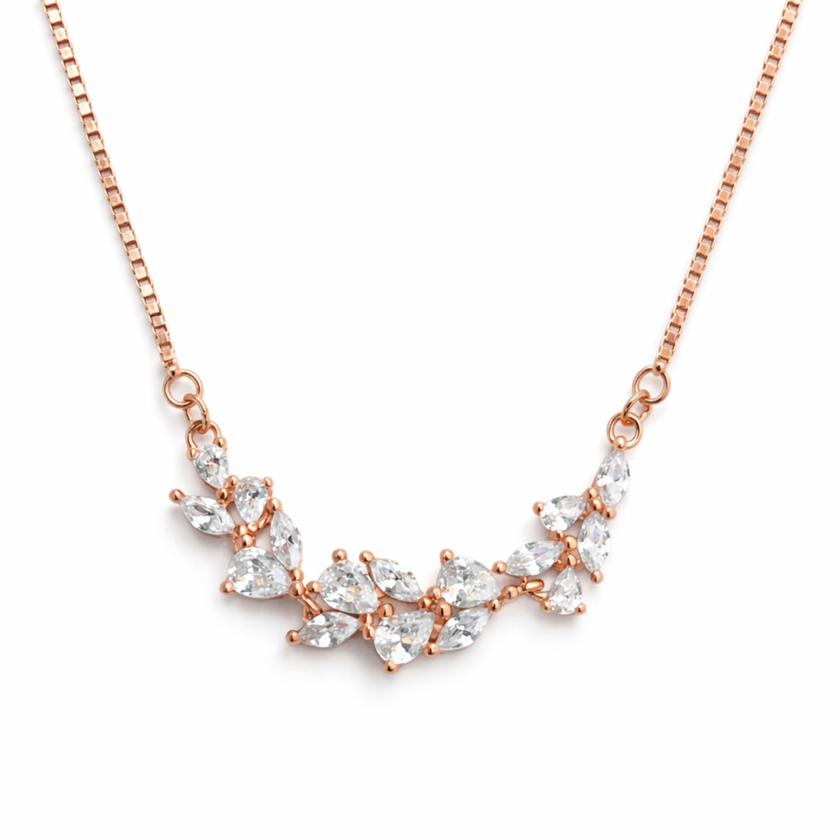 Crystal Leaf Necklace – 925 Silver