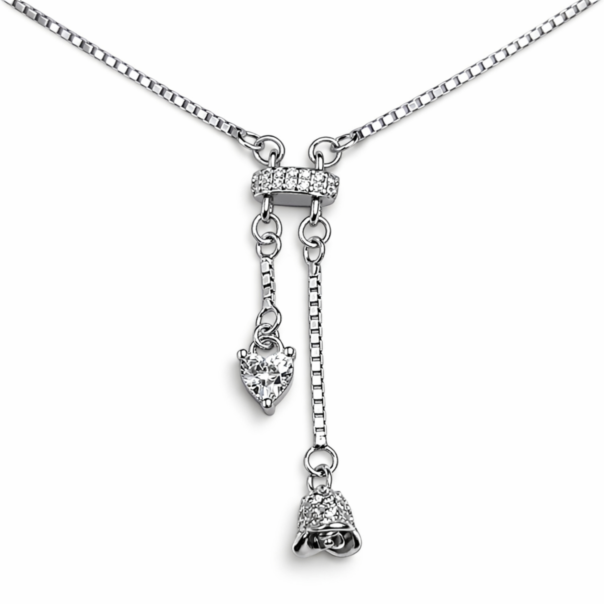 Dual Charm Drop Necklace – 925 Silver