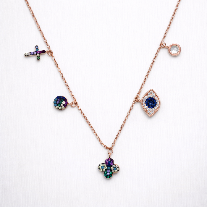 Nazar Charm luxe necklace in 925 silver, evil eye