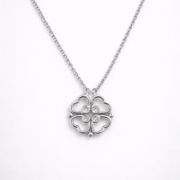 Amora 4-Heart Clover Magnetic Necklace – 925 Silver