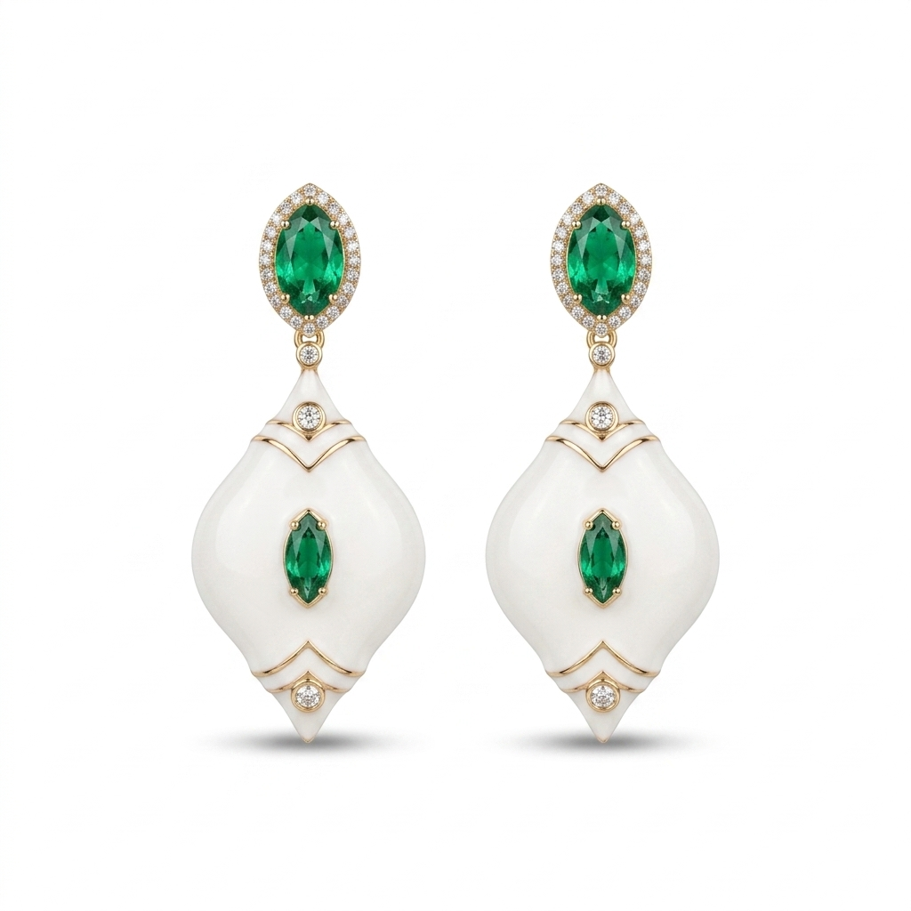 Emerald Royale Enamel Drop Earrings