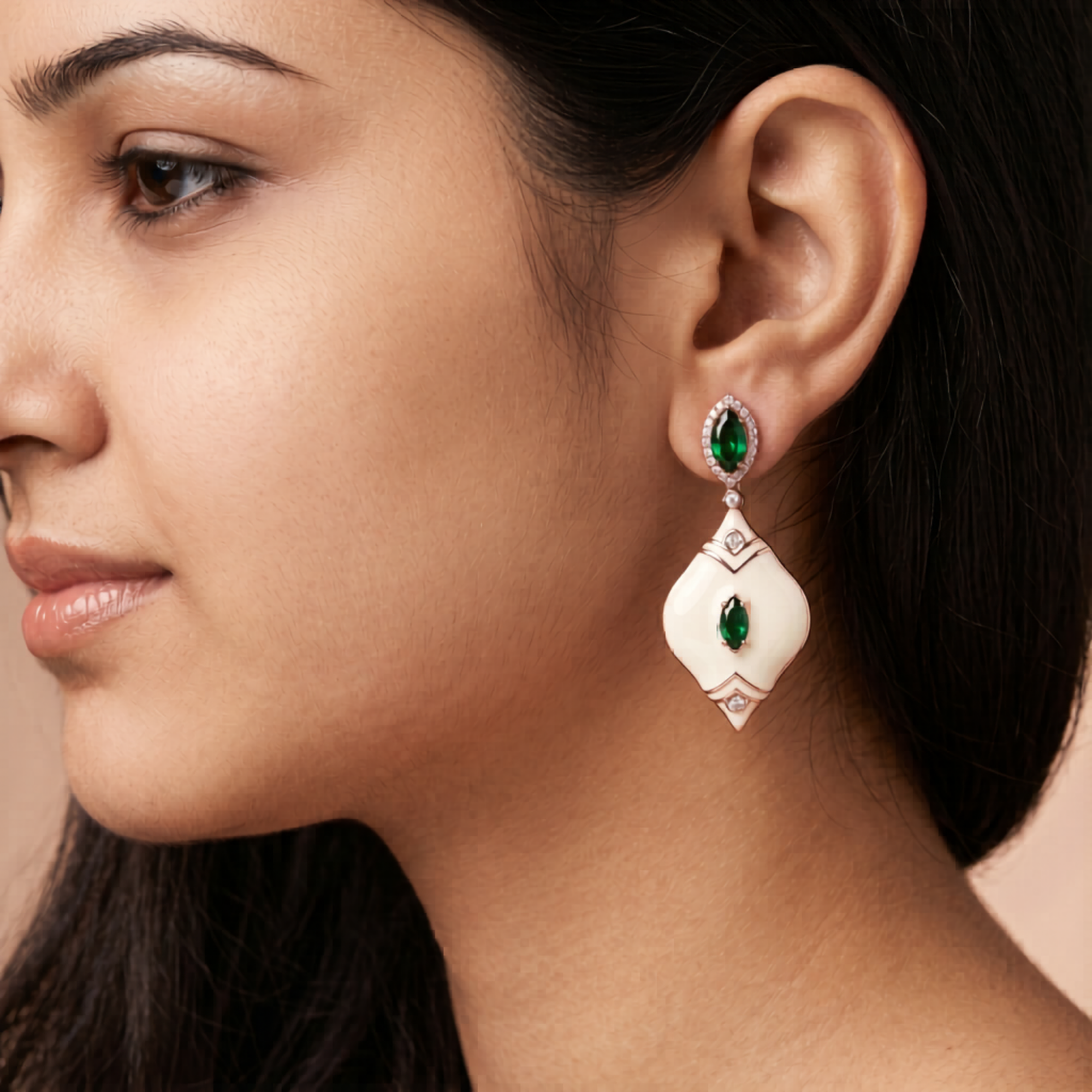 Emerald Royale Enamel Drop Earrings