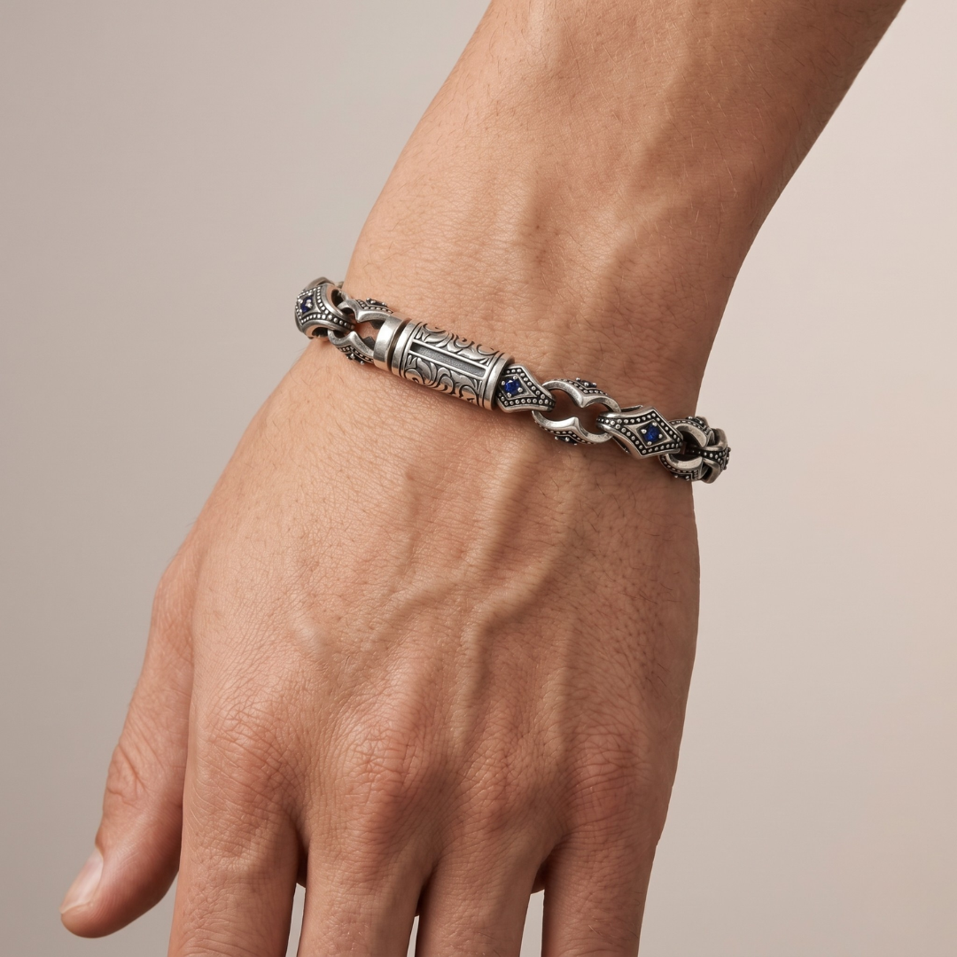 Royal Sapphire Link Bracelet | Imported | 925 Silver