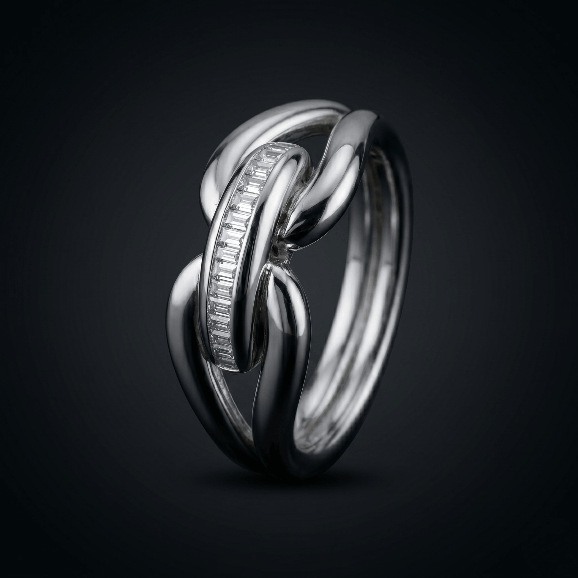 Cuban link baguette ring in 925 silver — alternate view