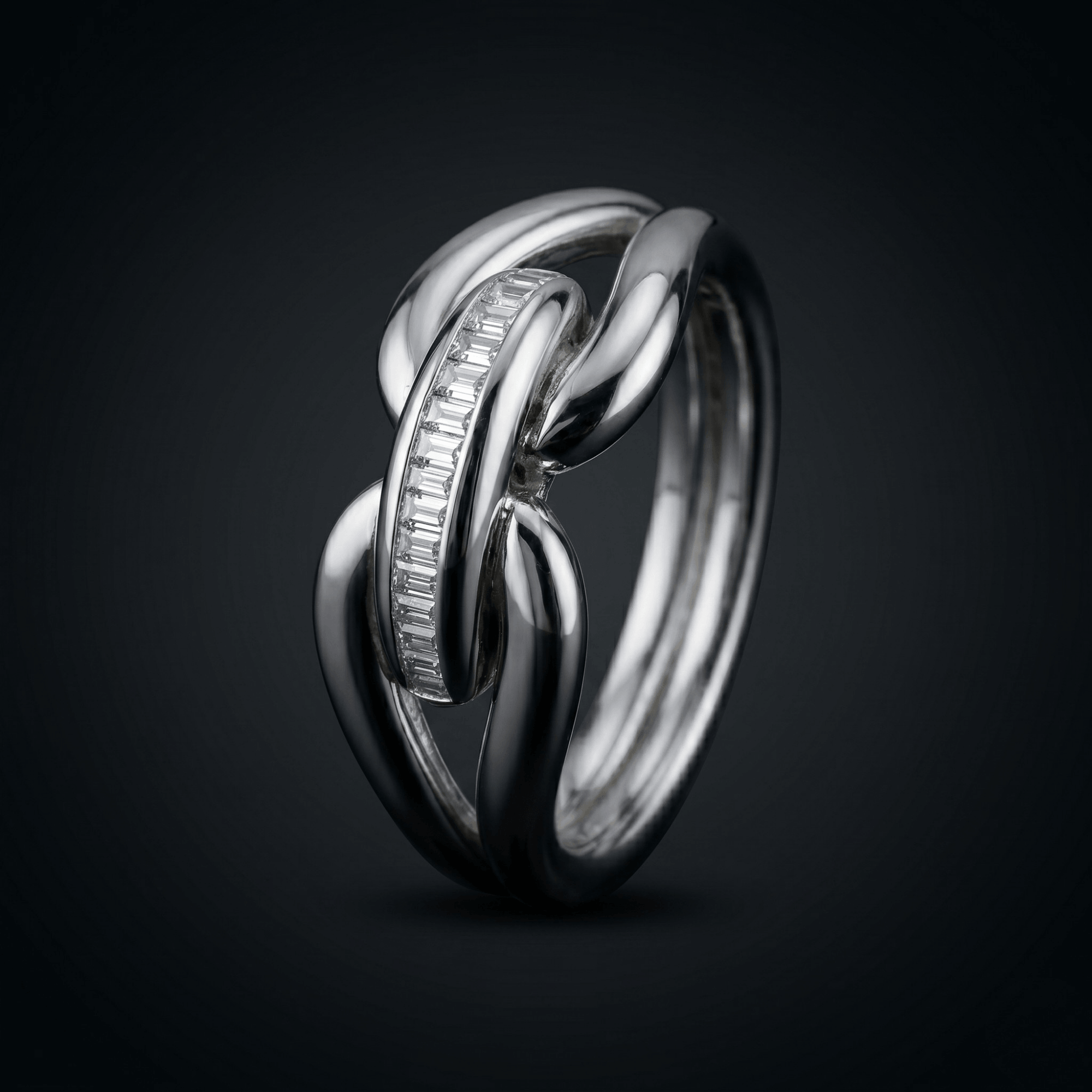 Cuban link baguette ring in 925 silver — alternate view