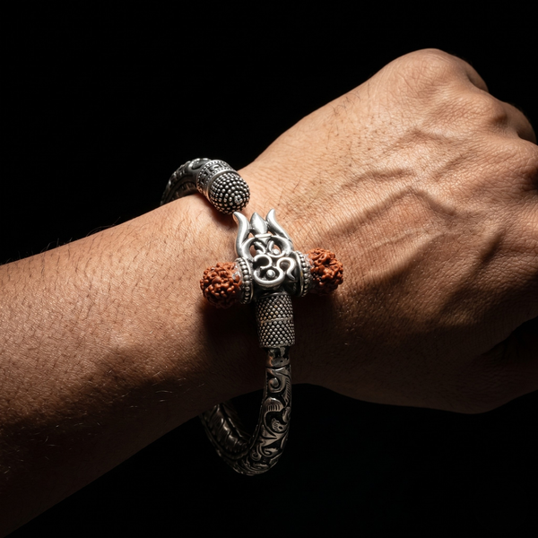 Mahadev Trishul Rudraksh Kada – Ruaab Exclusive 925 Silver