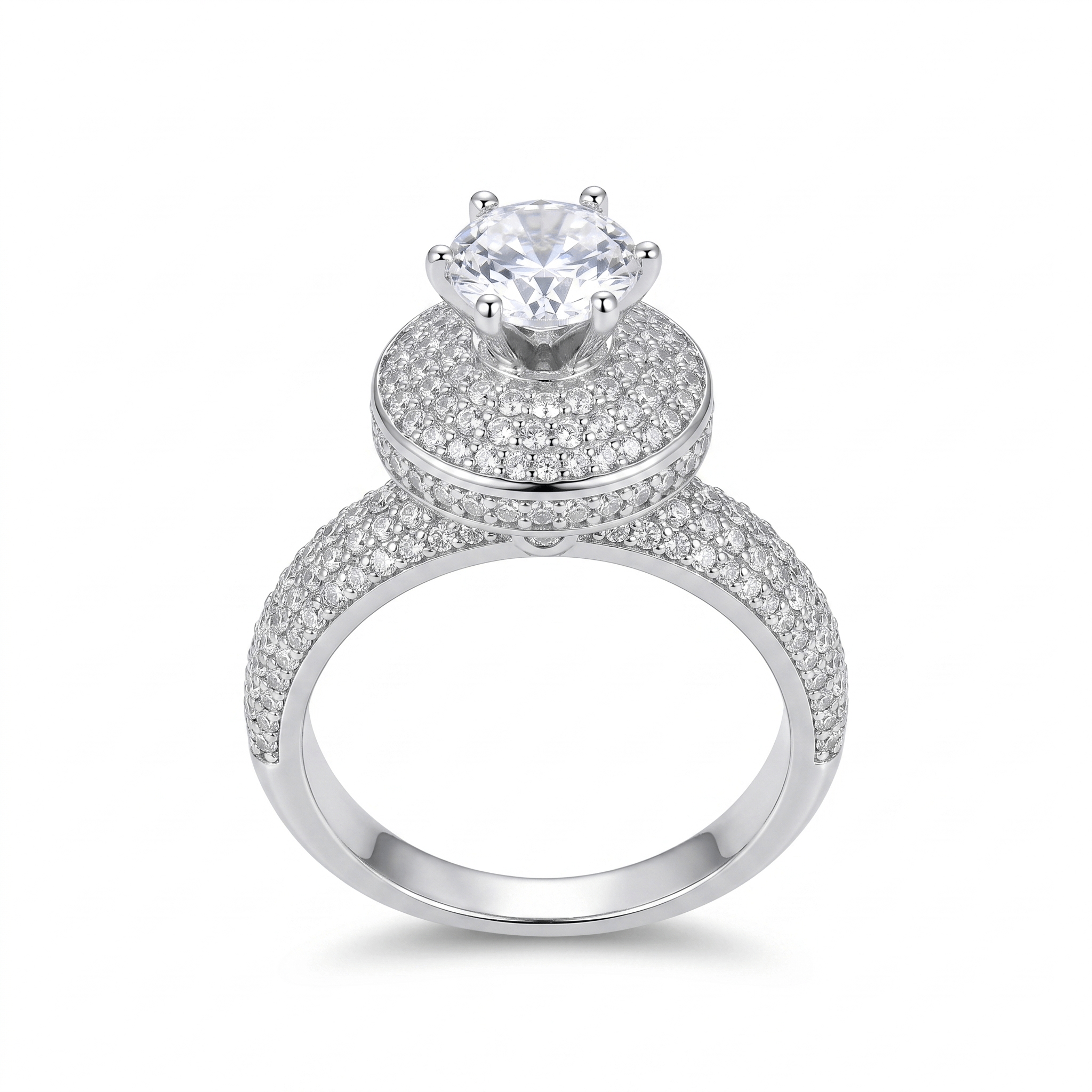 Majestic solitaire pavé ring in 925 silver — alternate view