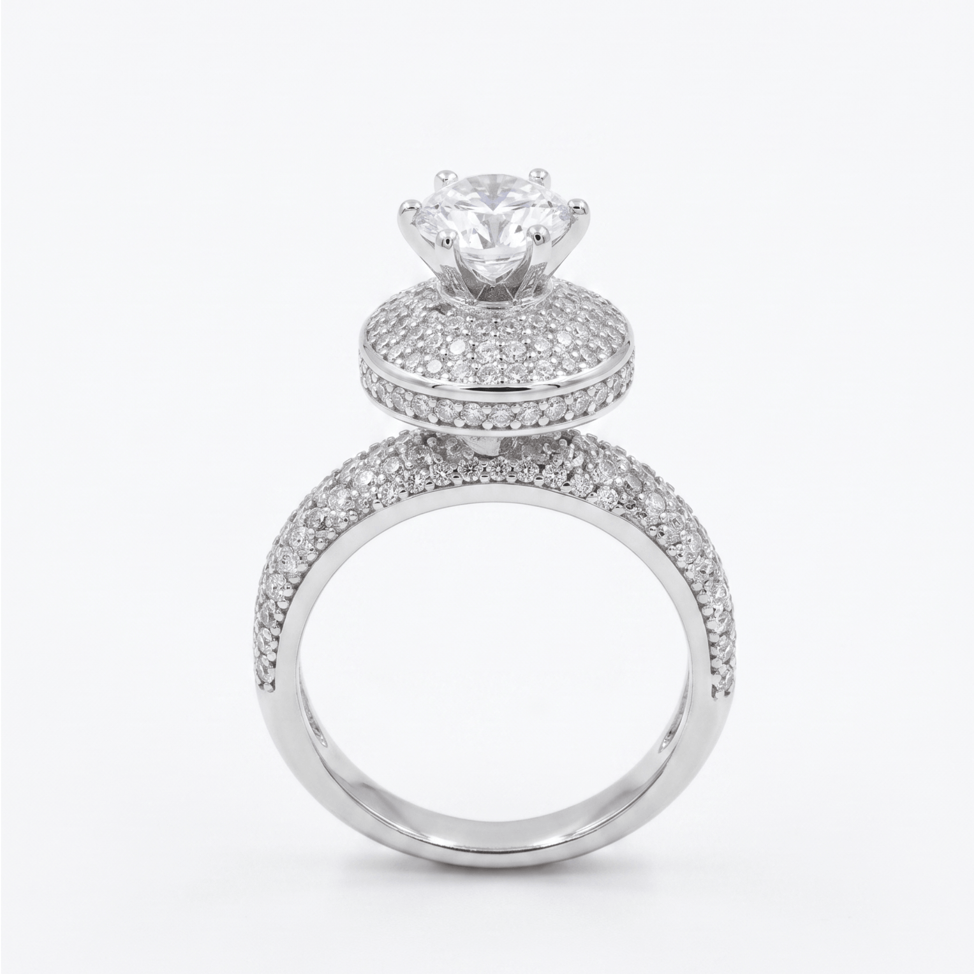 Majestic Solitaire Pavé Ring in 925 sterling silver with CZ solitaire