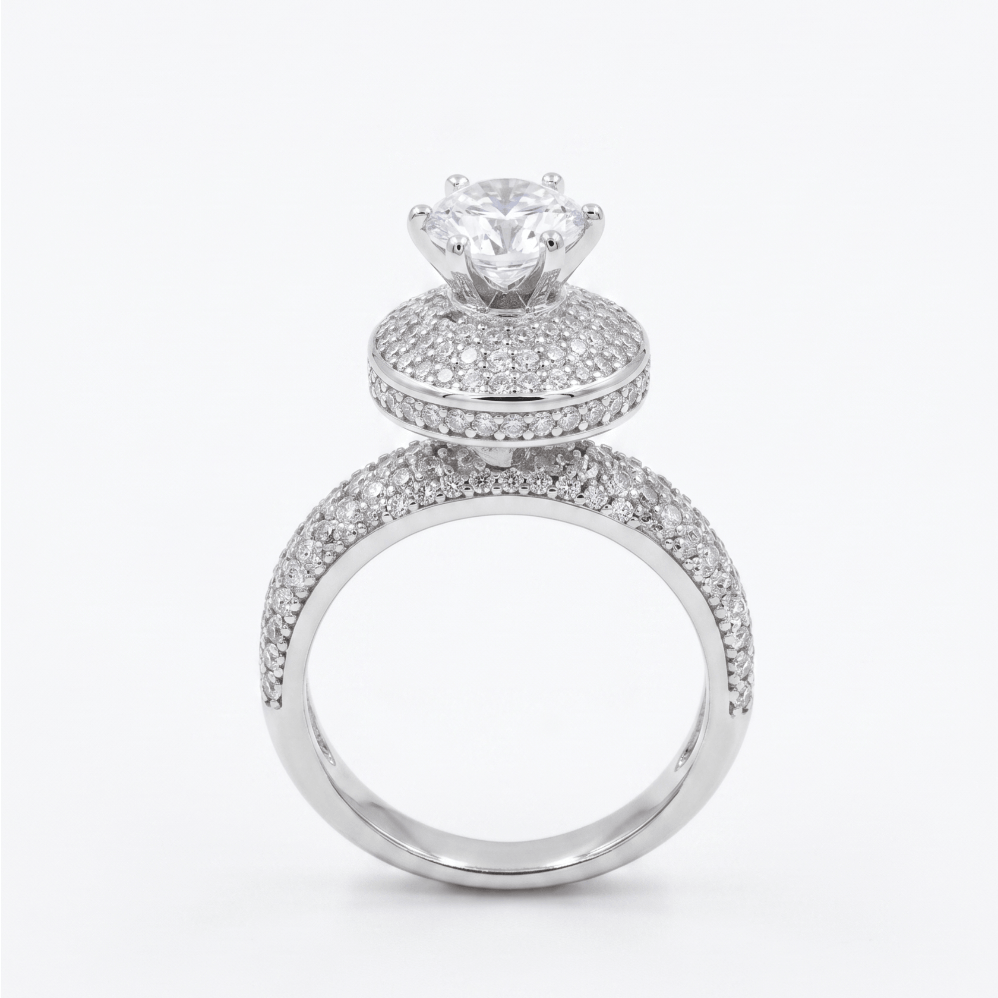 Majestic Solitaire Pavé Ring in 925 sterling silver with CZ solitaire