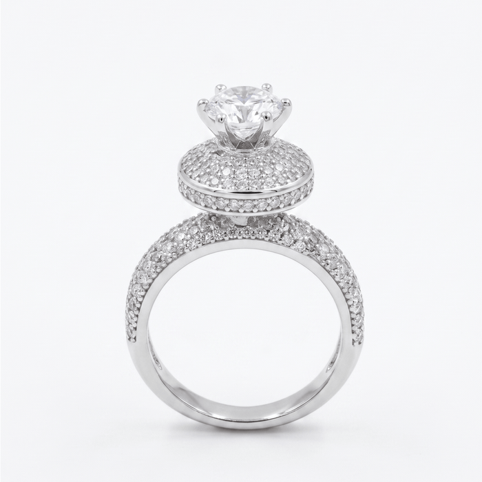 Majestic Solitaire Pavé Ring in 925 sterling silver with CZ solitaire
