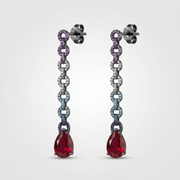 Prism Ruby chain drop earrings in 925 silver