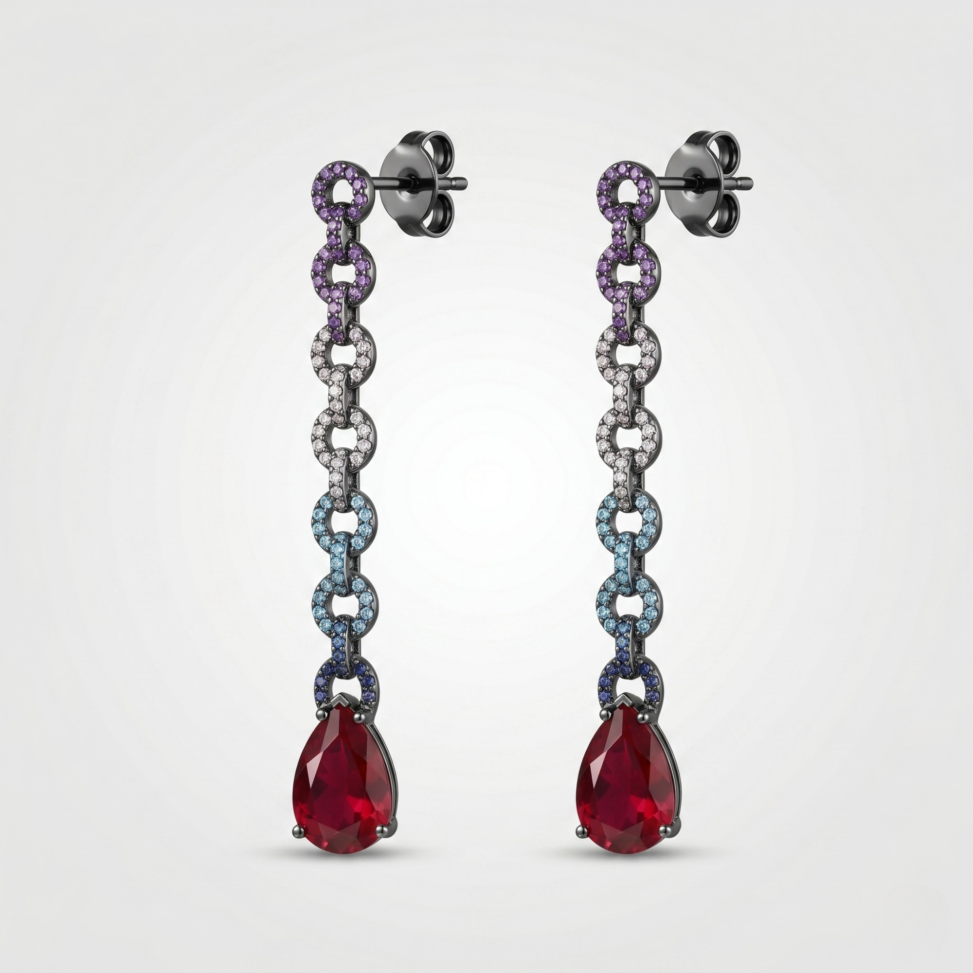Prism Ruby Chain Drop Earrings