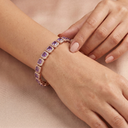 Royal Amethyst Link Bracelet – 925 Silver