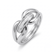 Cuban Link Baguette Ring in 925 sterling silver with baguette CZ stones