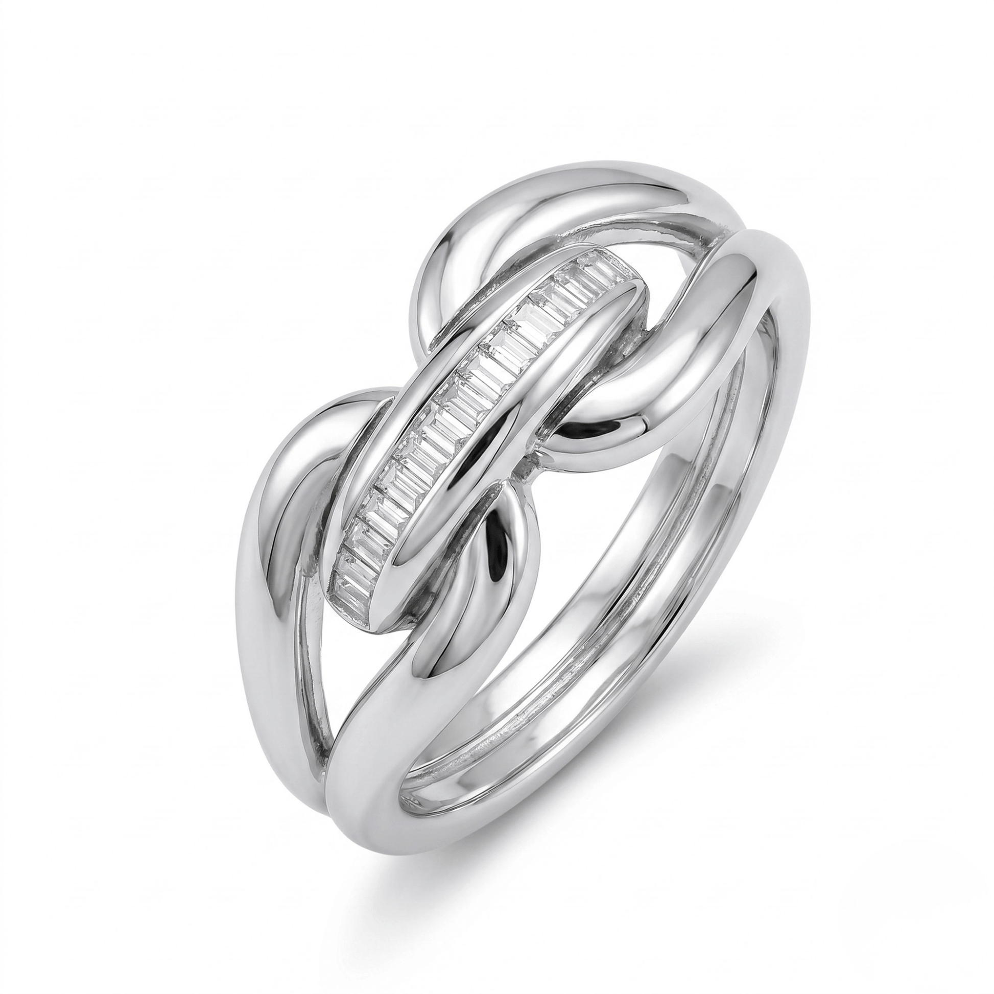 Cuban Link Baguette Ring in 925 sterling silver with baguette CZ stones