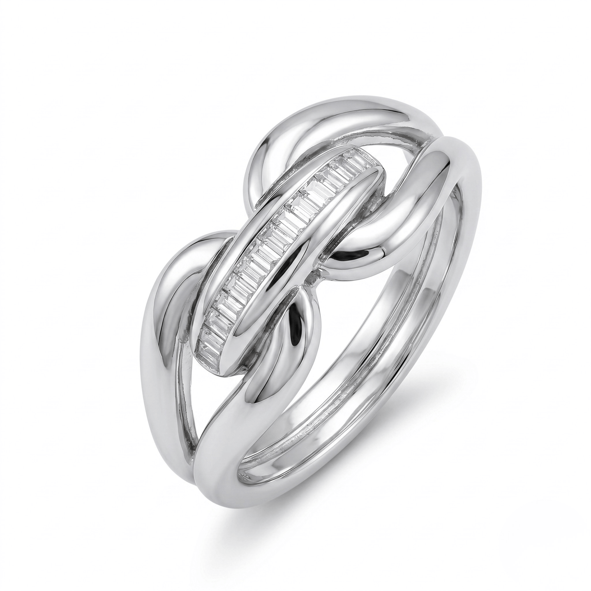 Cuban Link Baguette Ring in 925 sterling silver with baguette CZ stones