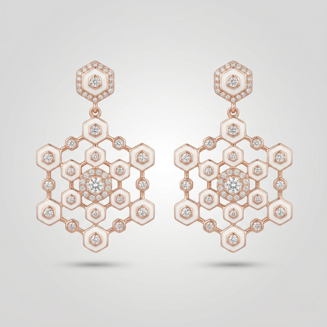 Ivory Hexa luxe drop earrings in 925 silver