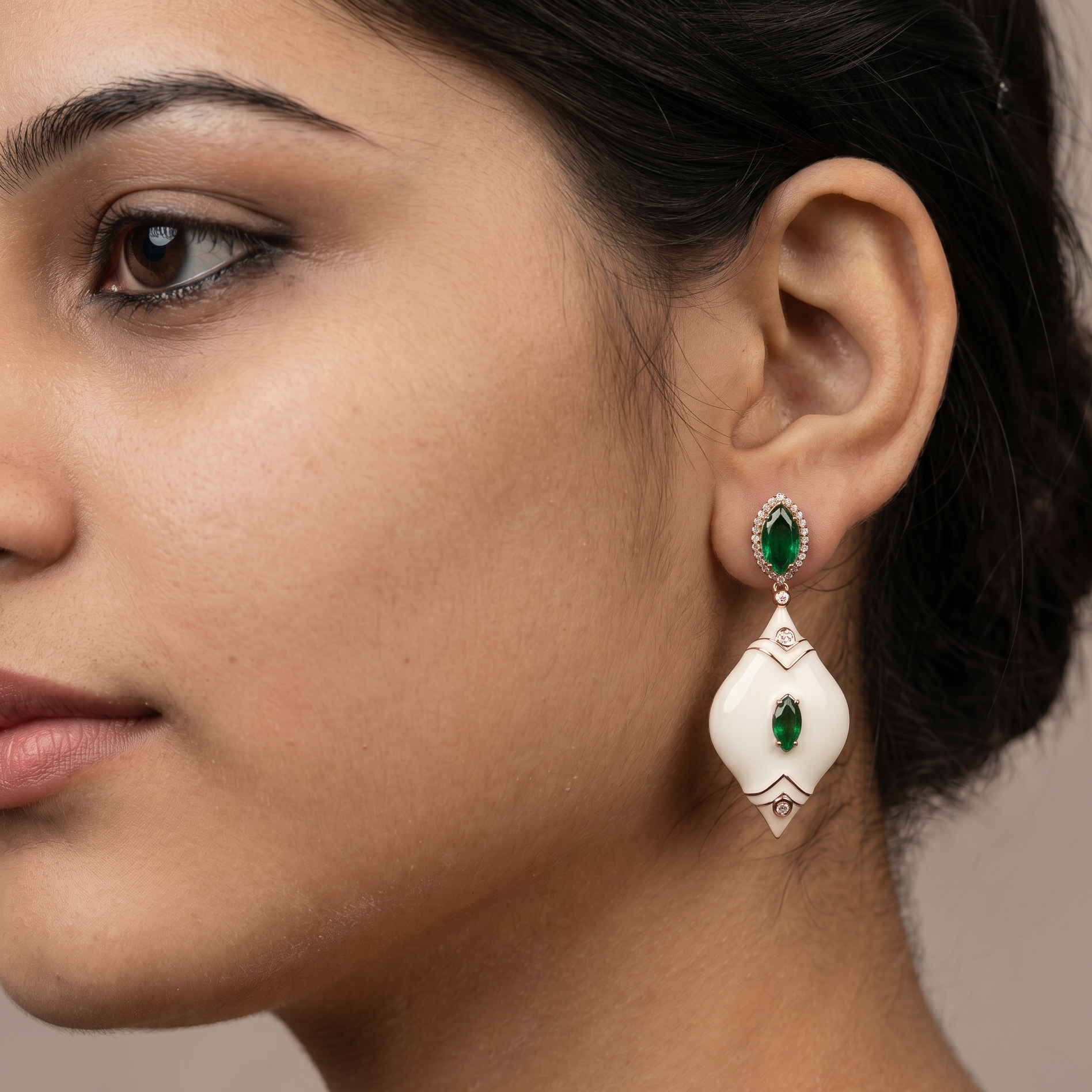 Emerald Royale Enamel Drop Earrings