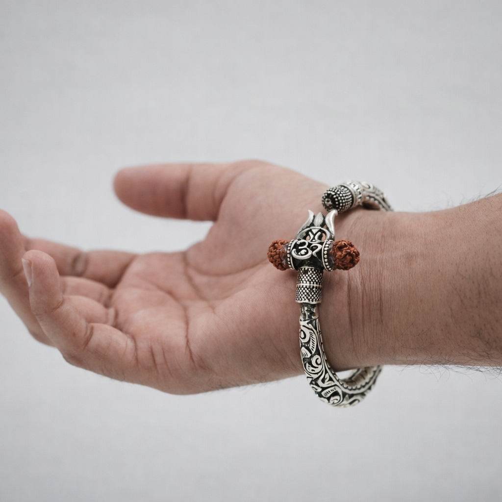 Mahadev Trishul Rudraksh Kada – Ruaab Exclusive 925 Silver