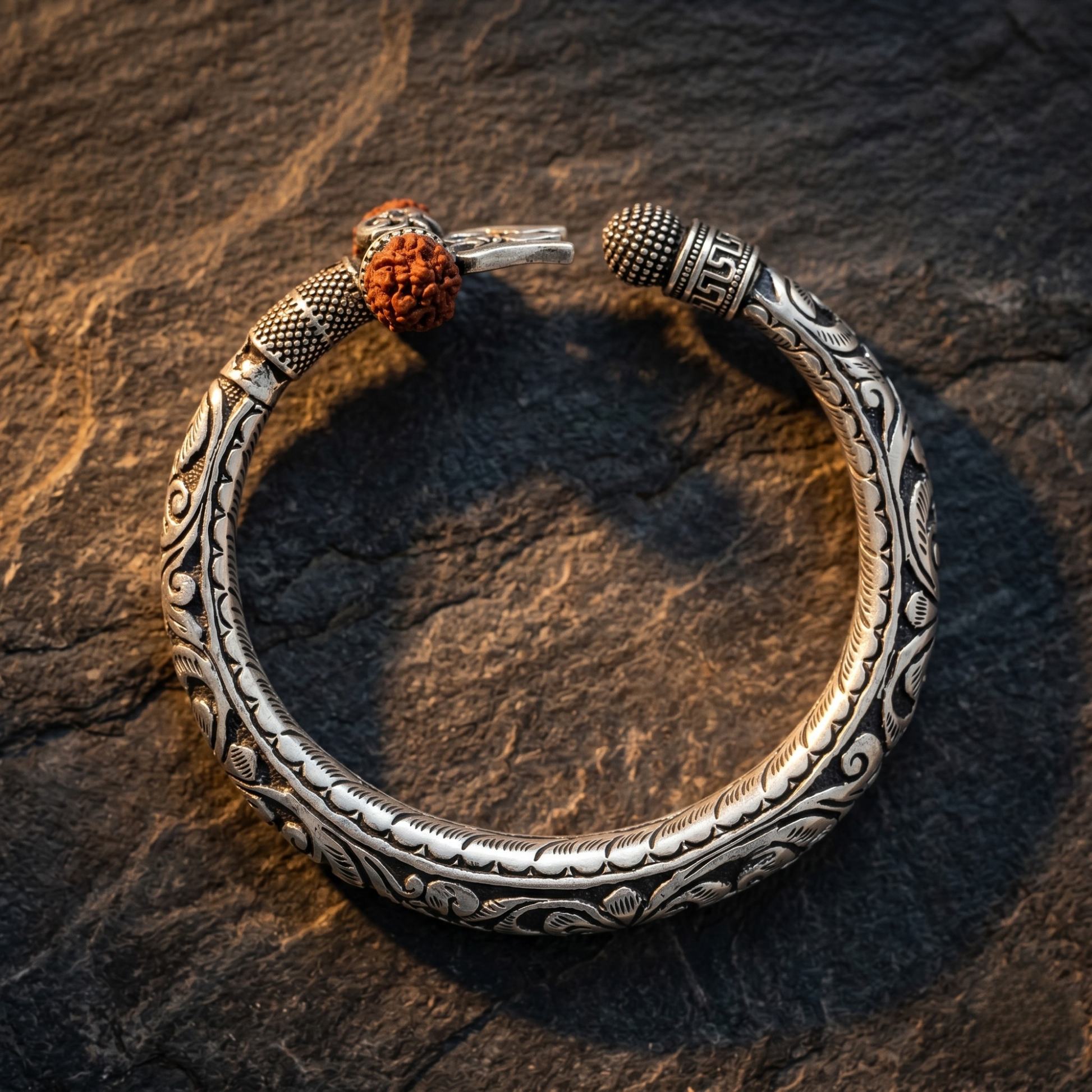 Mahadev Trishul Rudraksh kada in 925 silver, Ruaab Exclusive