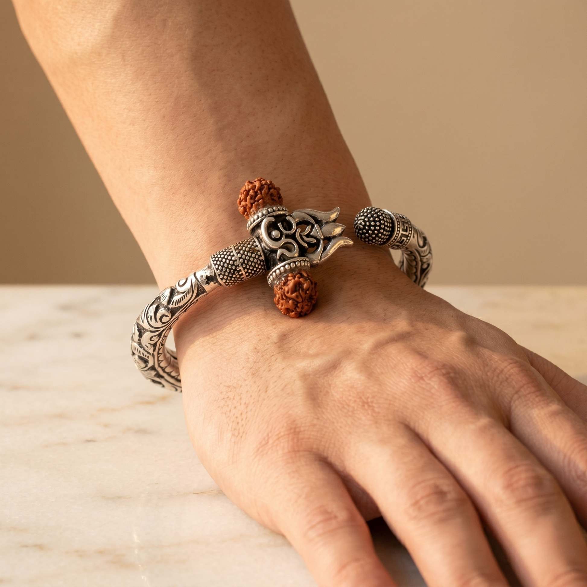 Mahadev Trishul Rudraksh kada in 925 silver, Ruaab Exclusive