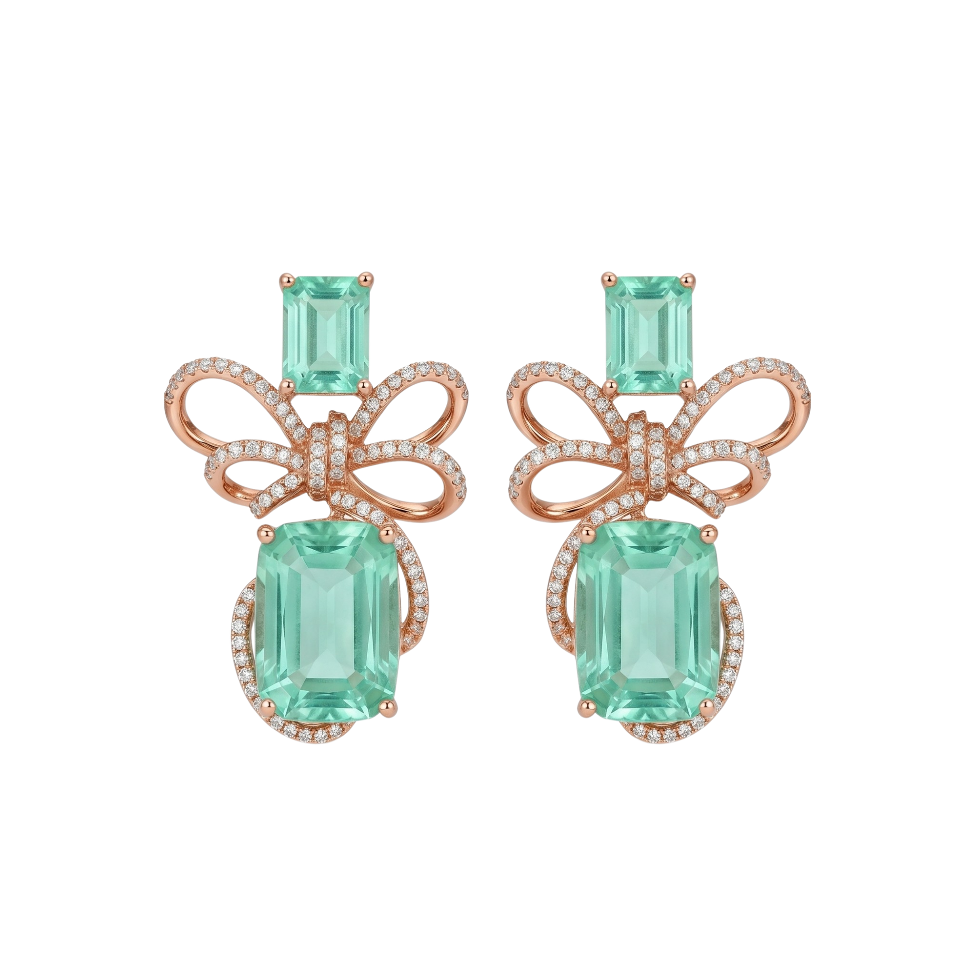 Mint Bow luxe statement earrings in 925 silver