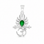 Om Trishul Peacock Pendant — 925 Sterling Silver | Spiritual Pendant for Men