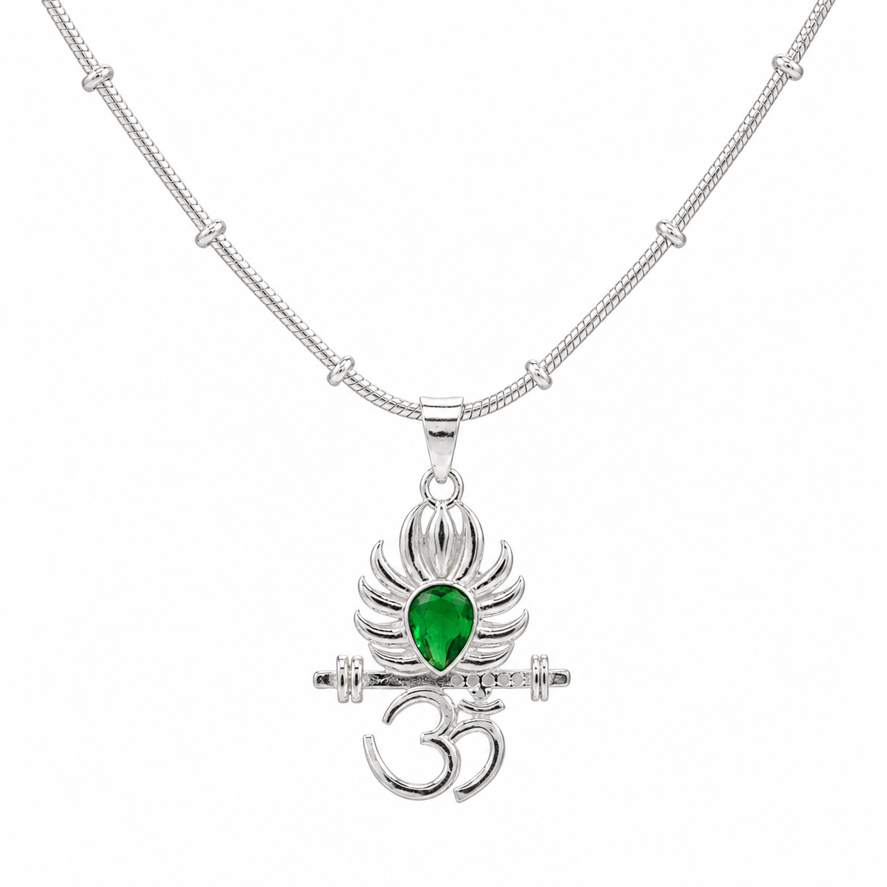 Om Trishul Peacock Pendant — 925 Sterling Silver | Spiritual Pendant for Men