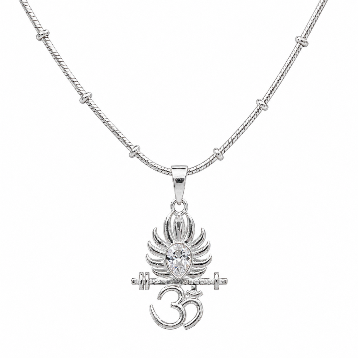Om Trishul Peacock Pendant — 925 Sterling Silver | Spiritual Pendant for Men