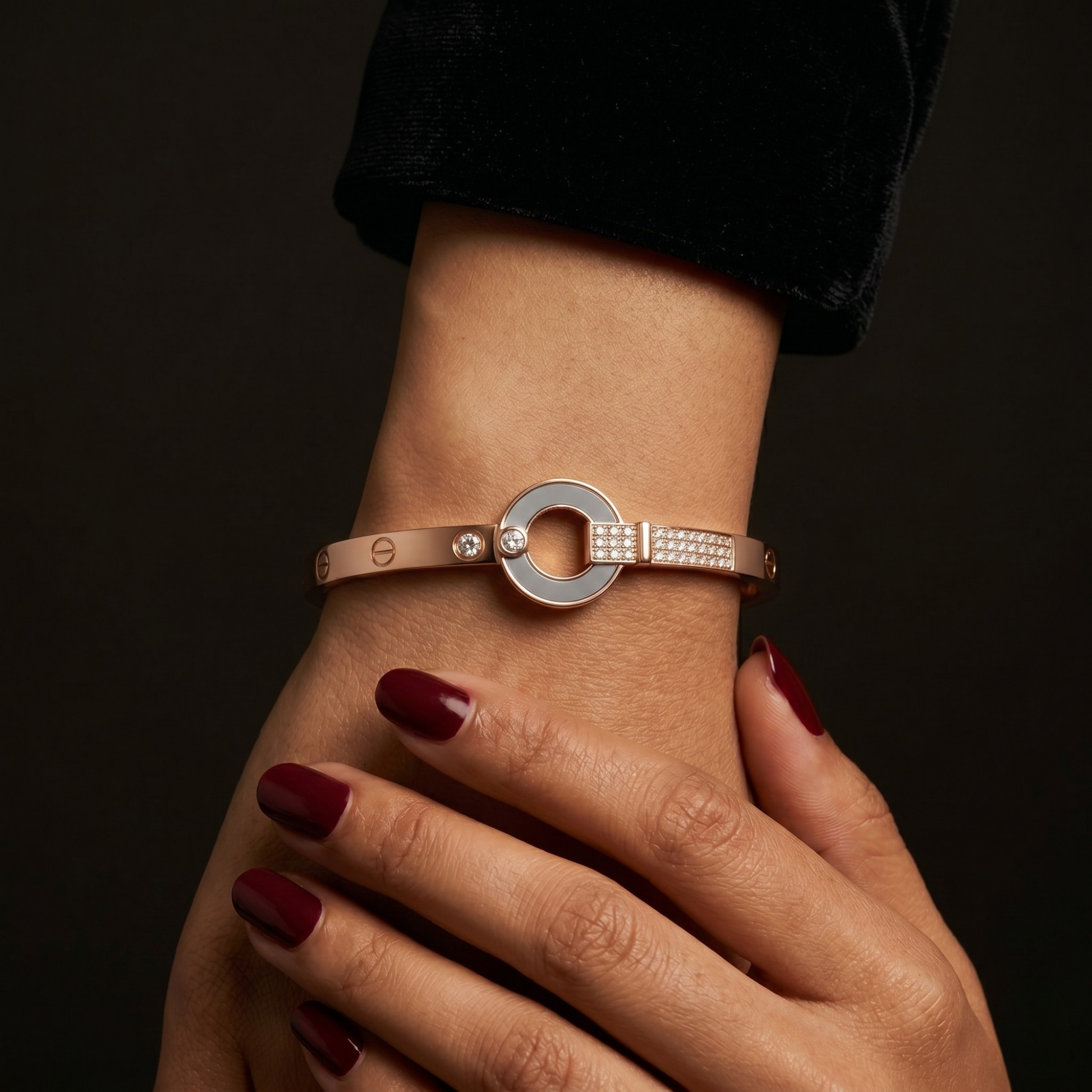 Orbit Luxe kada in 925 silver, rose gold finish