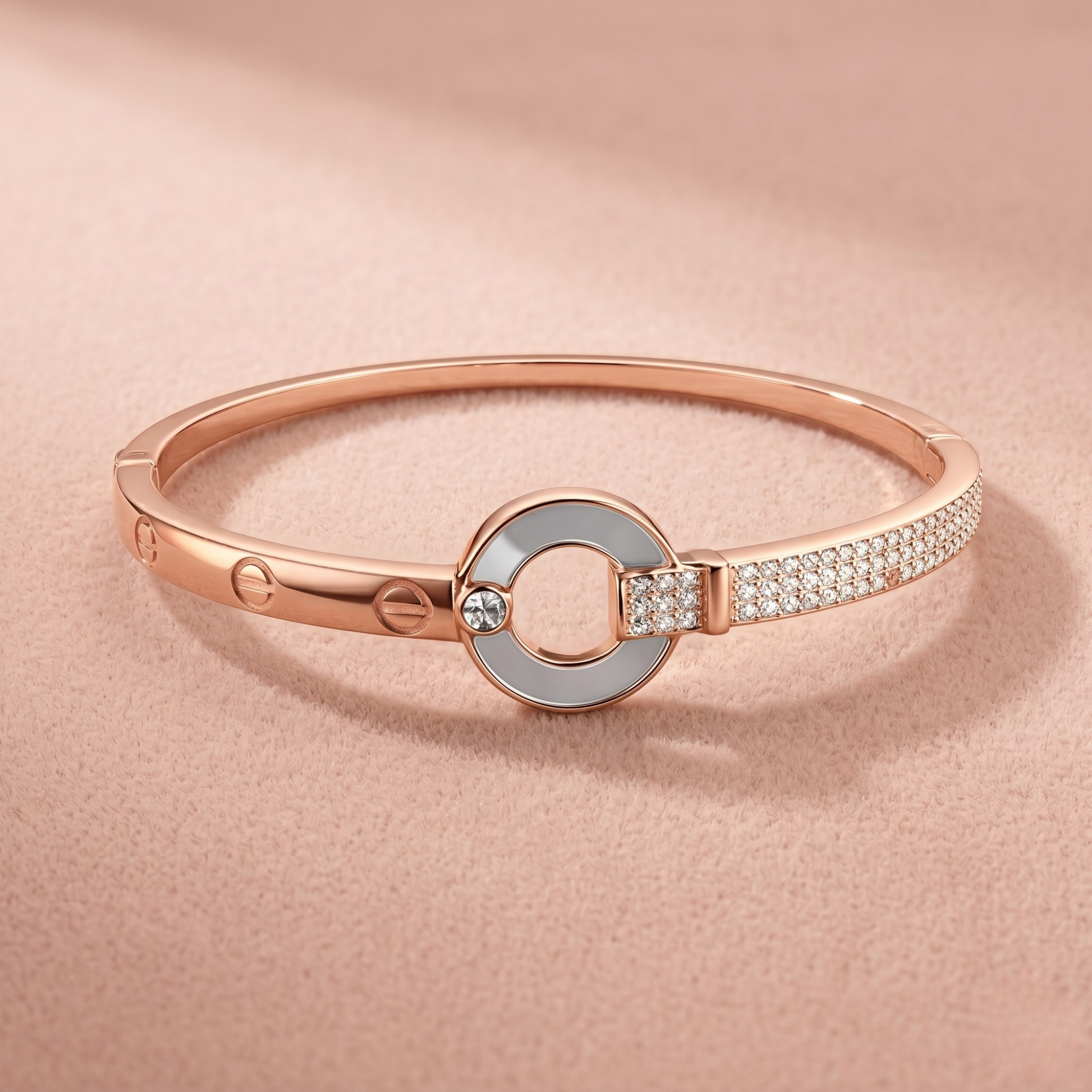 Orbit Luxe kada in 925 silver, rose gold finish
