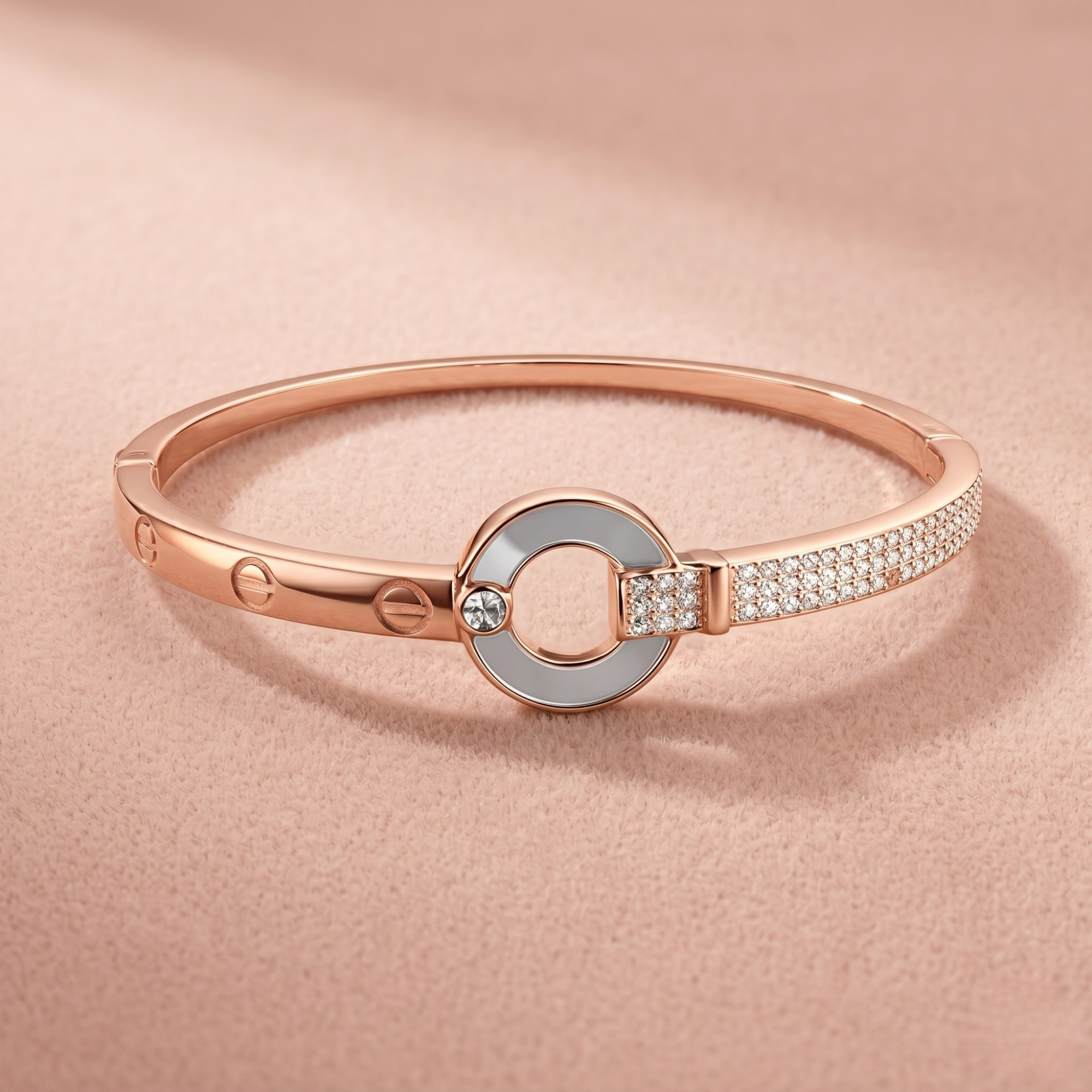 Orbit Luxe kada in 925 silver, rose gold finish