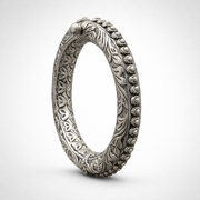 Rajwadi beaded kada for men in 925 silver, antique kada