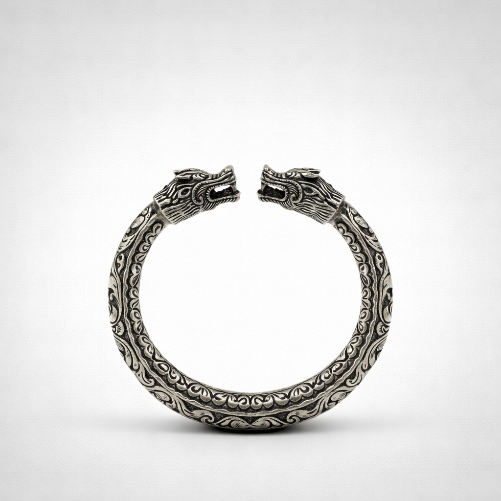 Rajwadi Dragon Head kada in 925 silver, Ruaab Exclusive
